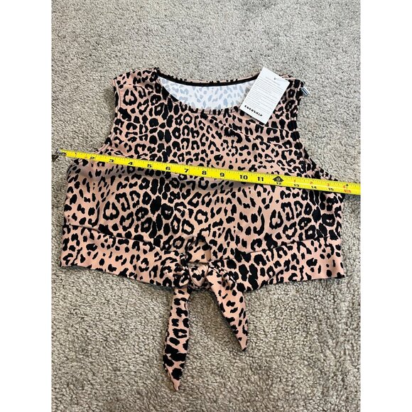 Cocoship Leopard Print Tie Front Swim Top Womens Size 10 Swimsuit Top Padded - Picture 3 of 11